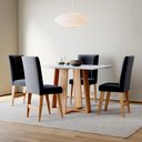 Ver imagem 1 de Conjunto Sala de Jantar 4 Lugares 100% Mdf Mesa Bahê 90 e Cadeira Ane Babus
