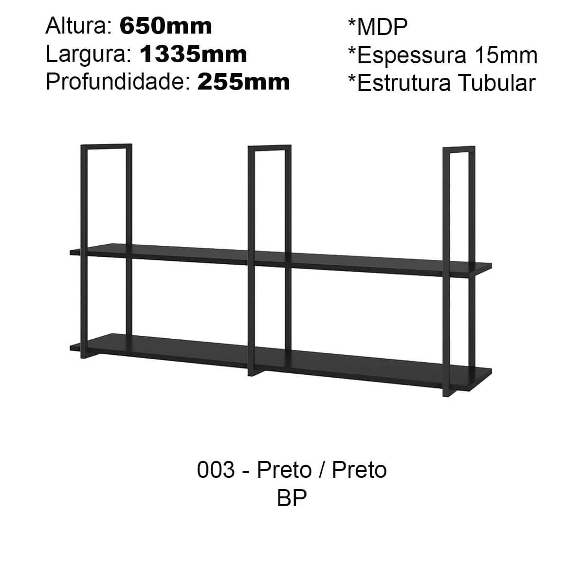 Prateleira Suspensa Grande Estilo Industrial Nicho Cozinha Aurora Preto - ÉdeCasaMóveis                                                         - 3