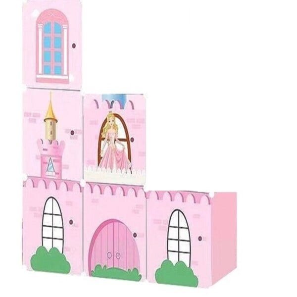 Armario modular organizador infantil Portátil de brinquedos sapateira com 6 Portas rosa meninas - 5