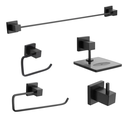 Ver imagem 1 de Kit Acessórios P/ Banheiro Metal 5 Peças Luxo Quadrado Preto
