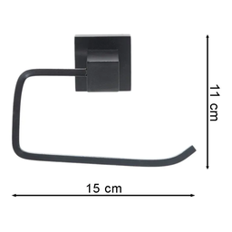 Kit Acessórios P/ Banheiro Metal 5 Peças Luxo Quadrado Preto - 5