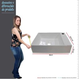 Conjunto Banheiro Aço Gabinete Umbu 60 Com Cuba Prisma Base e Espelho Luna Cozimax Preto - 6