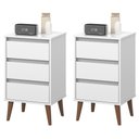 Ver imagem 1 de Kit 2 Mesas de Cabeceira Wood - Mdp 3 Gavetas Corrediças Metálicas Branco - Movelove
