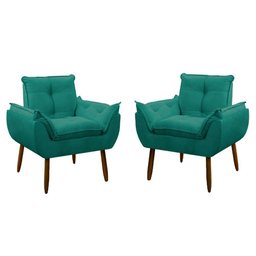 Kit 2 Poltrona Decorativa Sala de Estar Escritório Quarto Prime Cor: Azul Turquesa - 1