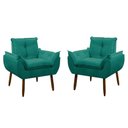 Ver imagem 1 de Kit 2 Poltrona Decorativa Sala de Estar Escritório Quarto Prime Cor: Azul Turquesa