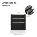 Ver imagem 2 de Balcão de Cozinha 60 Cm 3 Gavetas (sem Tampo) Branco/preto Lux Madesa Branco/preto