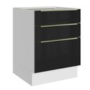 Ver imagem 1 de Balcão de Cozinha 60 Cm 3 Gavetas (sem Tampo) Branco/preto Lux Madesa Branco/preto