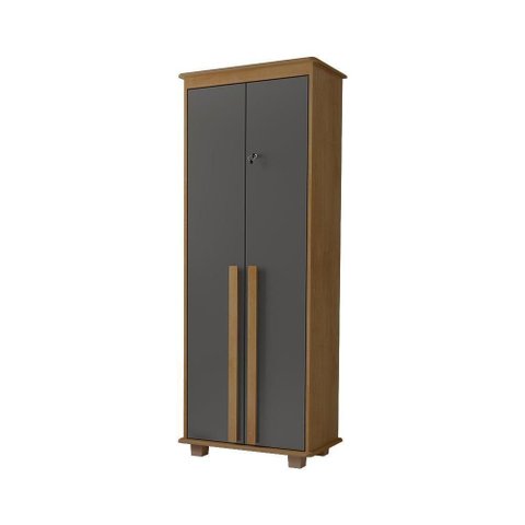 Armário Multiuso Versa 2 Portas 4 Prateleiras 75cm Cinamomo Grafite RV Móveis