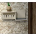 Ver imagem 4 de Porta-chaves Off-white com Prateleira Decorativa e Ganchos