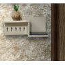 Porta-chaves Off-white com Prateleira Decorativa e Ganchos - 4
