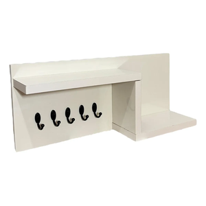 Porta-chaves Off-white com Prateleira Decorativa e Ganchos