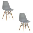 Ver imagem 1 de Kit 02 Cadeiras Eiffel Charles Eames Cinza Base Madeira Sala de Jantar - D’Rossi