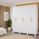 Ver imagem 1 de Guarda Roupa Casal em MDF 6 Portas 3 Gavetas Espelho Interno Giratório e Pés Maya - Panan