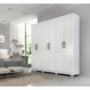 Ver imagem 1 de Guarda Roupa Casal em MDF 6 Portas 3 Gavetas Espelho Interno Giratório e Pés Clara Panan Móveis