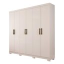 Ver imagem 2 de Guarda Roupa Casal em MDF 6 Portas 3 Gavetas Espelho Interno Giratório e Pés Clara Panan Móveis