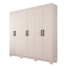 Guarda Roupa Casal em MDF 6 Portas 3 Gavetas Espelho Interno Giratório e Pés Clara Panan Móveis - 2