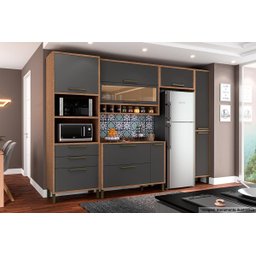 Armário Cozinha Completo 100% Mdf 5 Peças Syrah:amêndoa/off White - 1
