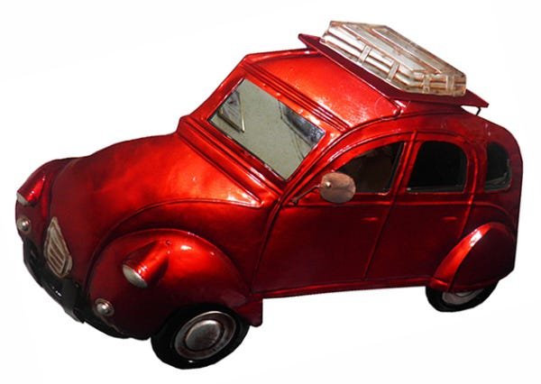 Quadro Fusca 3d Para Parede Em Metal Espelhado para Decoração Carro Vintage Vermelho - 3