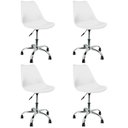 Ver imagem 1 de Kit 4 Cadeiras Leda Office Luisa Saarinen Estofada Base Giratória Cromada - Branco