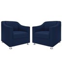 Ver imagem 1 de Kit 2 Poltronas Killa para Recepção Consultório Barbearia Azul-marinho