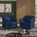 Ver imagem 2 de Kit 2 Poltronas Killa para Recepção Consultório Barbearia Azul-marinho