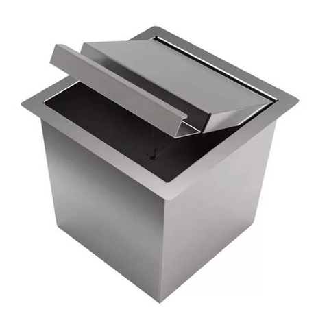 Lixeira Quadrada de Embutir Bancada 7 Litros Com Tampa Inox