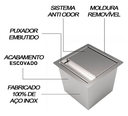 Ver imagem 5 de Lixeira Quadrada de Embutir Bancada 7 Litros Com Tampa Inox