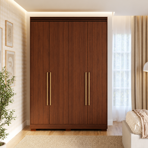 Guarda-Roupa Casal Zoe 4 Portas de Abrir 2 Gavetas com Pés 100 MDF Pm Home