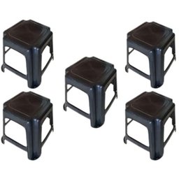 Kit 5 Bancos Plástico Banquinho Preto Infantil 34cm - 1