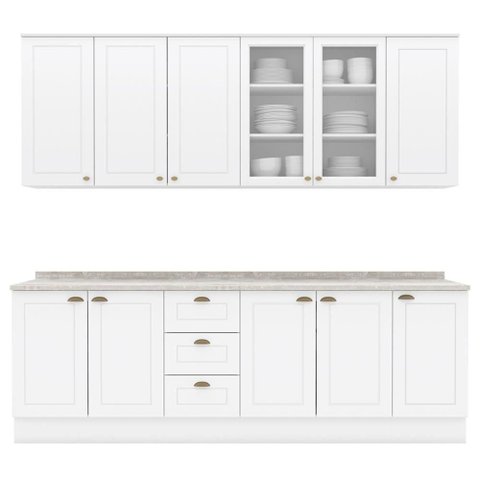 Cozinha Modulada 9 Pecas 240 Cm Ce856 Americana Henn Branco Calcare