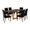 Ver imagem 3 de Conjunto Mesa Jantar Julia 1,6m Freijó Pés Cerejeira 6 Cadeiras Heloísa Almofadada - Preto Veludo