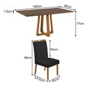 Ver imagem 4 de Conjunto Mesa Jantar Julia 1,6m Freijó Pés Cerejeira 6 Cadeiras Heloísa Almofadada - Preto Veludo