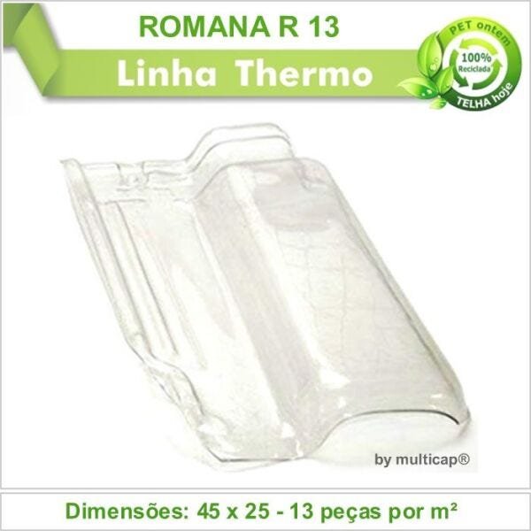 Telha PET Transparente Romana R 13 331 Kit 10 telha(s) - 2