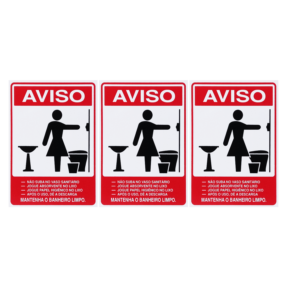 Combo 10 Placas De Sinalização Aviso Mantenha O Banheiro Limpo Feminino 15x20 Acesso - S-231 F9e