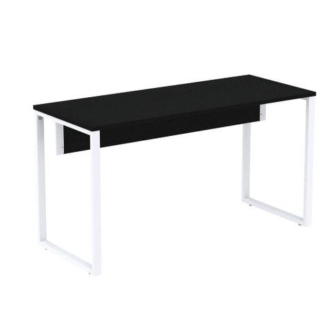 Mesa Escritório P25 Tub Pandin 150 Cm (larg) X 70 Cm (prof) Tampo Mdp Preto Pé Aço Tubular Branco