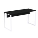 Ver imagem 1 de Mesa Escritório P25 Tub Pandin 150 Cm (larg) X 70 Cm (prof) Tampo Mdp Preto Pé Aço Tubular Branco