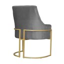 Ver imagem 3 de Poltrona Decorativa Vick Base em Metal Dourada Suede Cinza - Belliv Decor