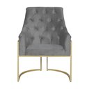 Ver imagem 2 de Poltrona Decorativa Vick Base em Metal Dourada Suede Cinza - Belliv Decor