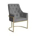 Ver imagem 1 de Poltrona Decorativa Vick Base em Metal Dourada Suede Cinza - Belliv Decor