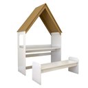 Ver imagem 1 de Mesa Infantil Casinha Montessoriana com Banco 100% Mdf Branco Brilho/amêndoa - Panorama Móveis