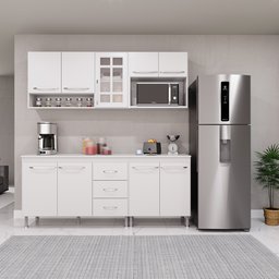 Cozinha Modulada Compacta Fidelitá Viena 4 Peças 190cm 9 Portas 3 Gavetas com Tampo - 1