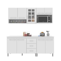 Cozinha Modulada Compacta Fidelitá Viena 4 Peças 190cm 9 Portas 3 Gavetas com Tampo - 3