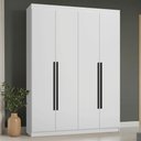 Ver imagem 1 de Guarda-Roupa Solteiro 4 Portas Batentes Branco/Branco/Preto Saturno Madesa