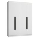 Ver imagem 2 de Guarda-Roupa Solteiro 4 Portas Batentes Branco/Branco/Preto Saturno Madesa