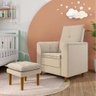 Poltrona de Amamentação Quarto Infantil com Puff Kate Pés Palito Linho Bege - New Belle Kate Dia Das - 2