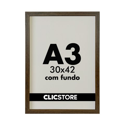 Kit 03 Moldura A3 30x42cm com Fundo para Quadros Diplomas Certificados Fotos Cor:tabaco