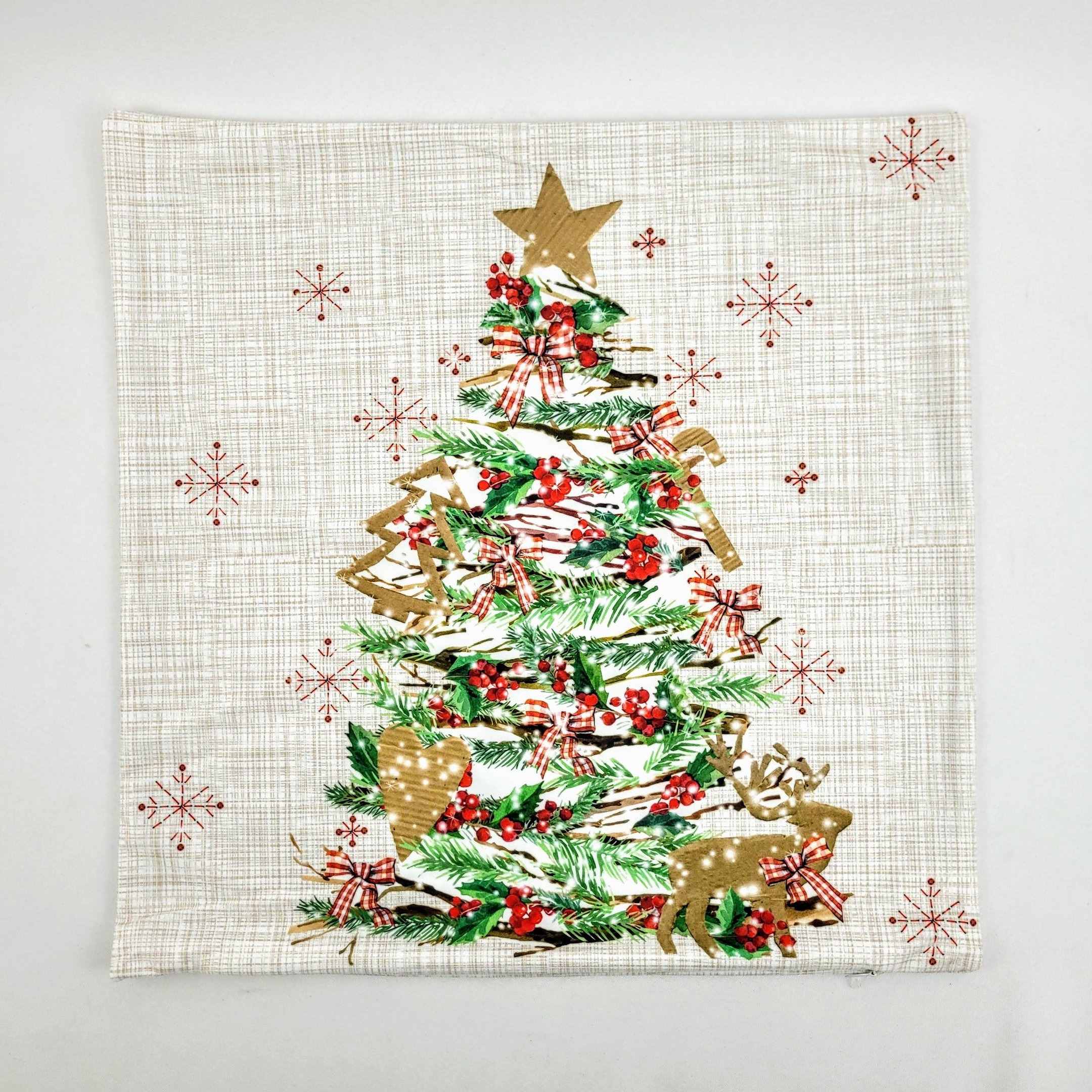 Capa de Almofada Bege Árvore 45cm Decoração De Natal - 2