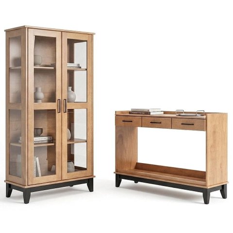 Aparador Sala 135cm e Cristaleira Storage Carvalho/Preto Z25 - Mpozenato
