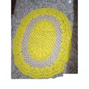 Ver imagem 2 de Tapete Crochê Oval Sala Quarto Banheiro Branco Amarelo 75x55