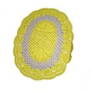 Ver imagem 1 de Tapete Crochê Oval Sala Quarto Banheiro Branco Amarelo 75x55